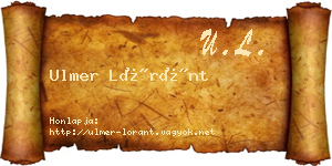 Ulmer Lóránt névjegykártya